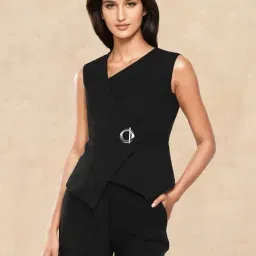 RAREISM Black Cotton Blend Tie-Dye Sleeveless Top-image-86