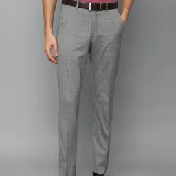 Louis Philippe Grey Slim Fit Checks Trousers image 1