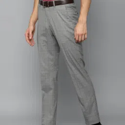 Louis Philippe Grey Slim Fit Checks Trousers image 3