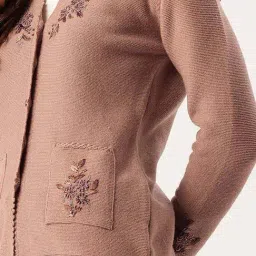 Apsley Pink Regular Fit Embroidered Cardigan image 4