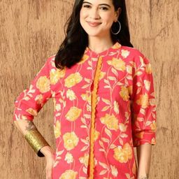 Anouk Rustic Women Floral Printed Mandarin Collar Cotton Shirt Style Top-picture-10