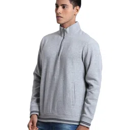 ColorPlus Grey Cotton Tailored Fit Sweatshirt image 3