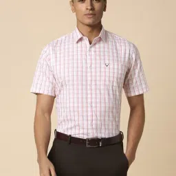 Allen Solly Pink Cotton Slim Fit Checks Shirt-picture-39