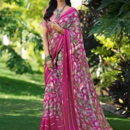 Saree Mall Pink Chiffon Self Saree with Blouse Piece-image-18