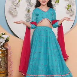 Bitiya by Bhama Girls Embroidered Ready to Wear Lehenga & Blouse With Dupatta image 2