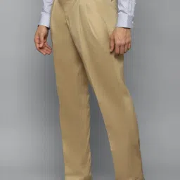 Louis Philippe Khaki Cotton Regular Fit Trousers image 3