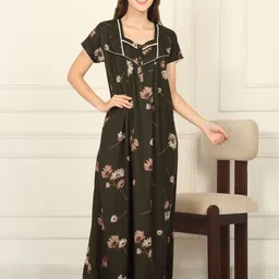 Sweet Dreams Women Cotton Floral Printed Maxi Nightdress-picture-13