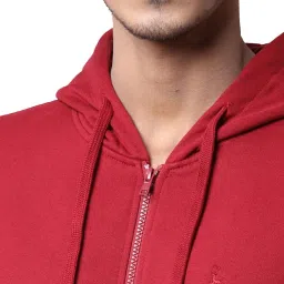 Parx Maroon Regular Fit Colour Block Hooded Sweatshirt image 5