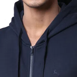 Parx Blue Regular Fit Colour Block Hooded Sweatshirt image 5