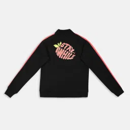 Puma Kids T7 Black & Pink Cotton Logo Full Sleeves Jacket image 2