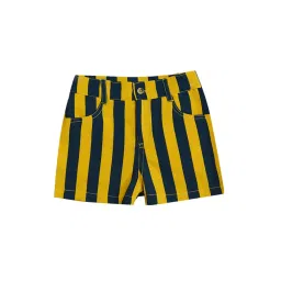 A.T.U.N. Mustard & Navy Striped Shorts image 1