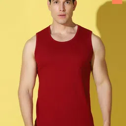 WOOSTRO Pack Of 2 Printed Combed Cotton Gym Vests -VWS26(BKLN ORANGE)(PLAIN MAROON)-picture-39