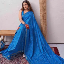 HERE&NOW Bandhani Zari Silk Blend Bandhani Saree image 5