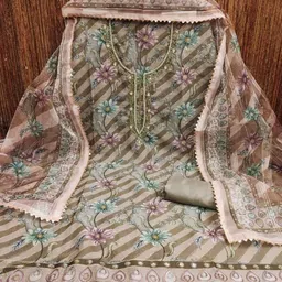 VARNI FABRICS Printed Organza Semi-Stitched Dress Material image 3