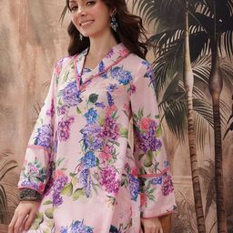 Sangria Floral Print Regular Pure Cotton Kurta with Trousers-picture-47
