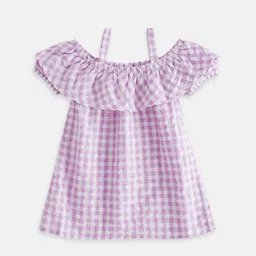 Pantaloons Junior Lavender Checked Off-Shoulder Top-picture-21