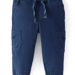 Babyhug Cotton Spandex Full Length Trouser Solid Colour - Navy Blue-picture-21