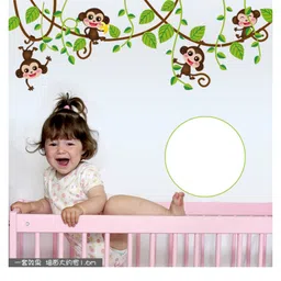 Jaamso Royals Multicolor Monkey Self Adheisve Wall Sticker PVC Vinyl-image-13