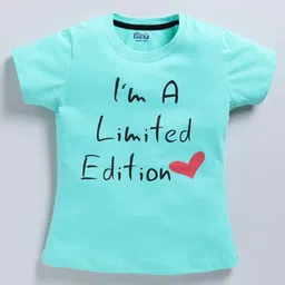 Kidcity Soft Cotton Sinker Half Sleeves Heart Printed Top - Light Green-image-22