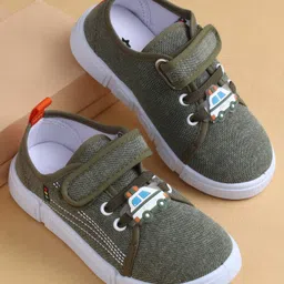 Cute Walk by Babyhug Casual Shoes with Velcro Closure & Vehicle Applique - Olive Green-picture-15