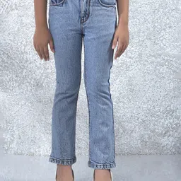 CRIMSOUNE CLUB Cotton Denim Mild Washed Bootcut Style Jeans - Blue-image-85