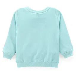 Babyhug Cotton Knit Full Sleeves Mini Mouse & Daisy Duck Sweatshirt with Glitter detailing- Sky Blue image 2