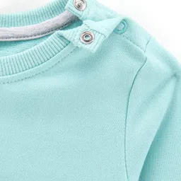 Babyhug Cotton Knit Full Sleeves Mini Mouse & Daisy Duck Sweatshirt with Glitter detailing- Sky Blue image 3
