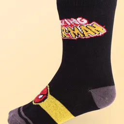 Pine Kids Marvel Ankle Length Anti-Bacterial Socks With Avengers Graphics Pack Of 3 - Blue Black & White image 3