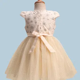 Mark & Mia Woven Cap Sleeves Party Dress with Glitter Print - Golden image 3