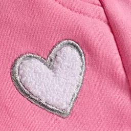 Babyhug French Terry Knit Full Length Lounge Pant with Heart Design - Pink image 3