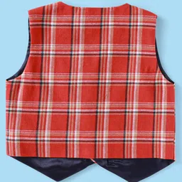 Babyhug Woven Full Sleeves Checkered 3 Piece Party Suit - Rust Orange image 4