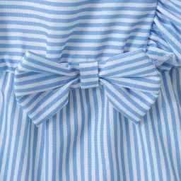 Mark & Mia Sleeveless Striped Jumpsuit With Bow Applique - Light Blue image 4