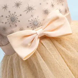 Mark & Mia Woven Cap Sleeves Party Dress with Glitter Print - Golden image 4