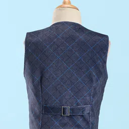 Robo Fry Full Sleeves Party Suits With Bow Checkered - Blue image 5