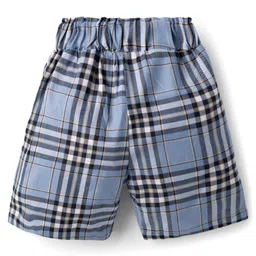 Mini Donuts Sinker Knit Half Sleeves T-Shirt & Checkered Shorts Set with Text Graphic - Light Blue image 5