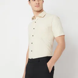MARK & ALBERT Men India Slim Fit Spread Collar Solid Cotton Formal Shirt-picture-26