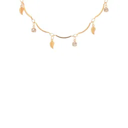 Beadworks Women Gold-Plated Leaf Charm Necklace-picture-12