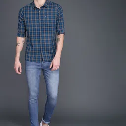WROGN Men Blue Skinny Fit Mid-Rise Clean Look Stretchable Jeans image 5