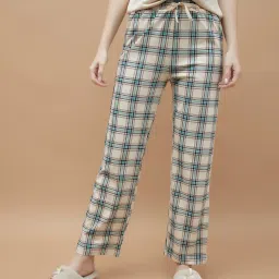 Ginger by Lifestyle Beige Cotton Regular Fit Checks Pyjamas image 1