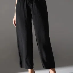 showoffff Showoff Black Cotton Straight FitTrouser image 1