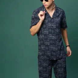 showoffff Showoff Navy Blue Cotton Regular Fit Printed Co-Ord Set image 1