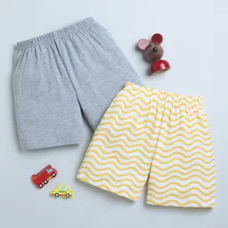 Bumzee Kids Grey & Yellow Solid Shorts (Pack Of 2) image 1