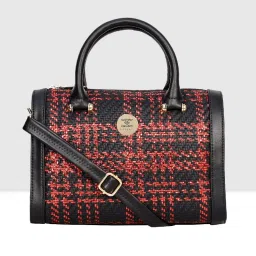 Esbeda Black & Red Woven Medium Handbag image 1