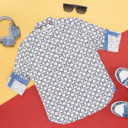 Pantaloons Junior White Cotton Printed Full Sleeves Shirt-image-9