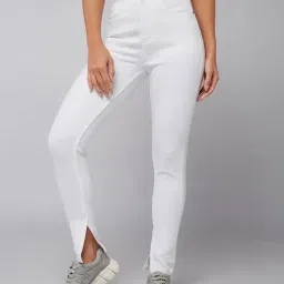 DOLCE CRUDO White Denim Skinny Fit Mid Rise Jeans-image-79