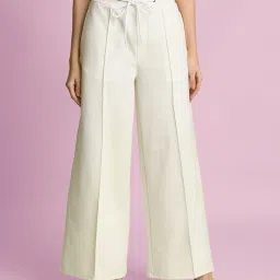 Bene Kleed White Pleated Wide Leg Trousers image 1