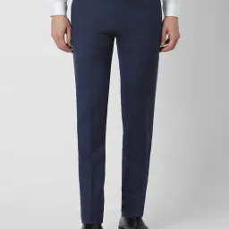 Van Heusen Navy Slim Fit Checks Trousers image 1