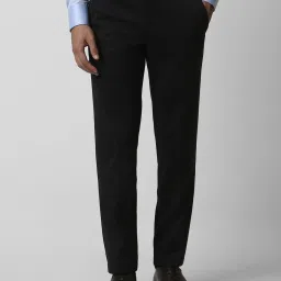 Van Heusen Black Slim Fit Checks Trousers image 1