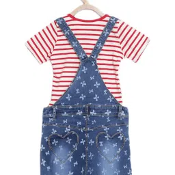 Peppermint Kids Indigo Blue Striped Dungaree & T-Shirt image 2