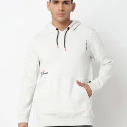 Spykar Ecru Regular Fit Printed Hooded Sweatshirt image 1